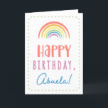 Birthday Card for Abuela<br><div class="desc">You call your grandmother Abuela, not Grandma. (Abuela means grandmother in Spanish.) Imagine how excited Abuela will be to receive a birthday card addressed especially to her! Your abuela also will love this card's cute, watercolor-inspired boho rainbow design that says "Happy birthday Abuela!" Make this card customizable! Click "Edit Design",...</div>