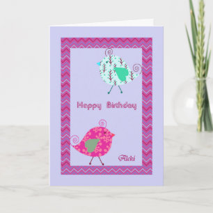 Birthday Card for Aleki with Designer Birds