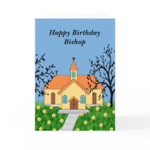 Birthday Card for Bishop Illustrated Church