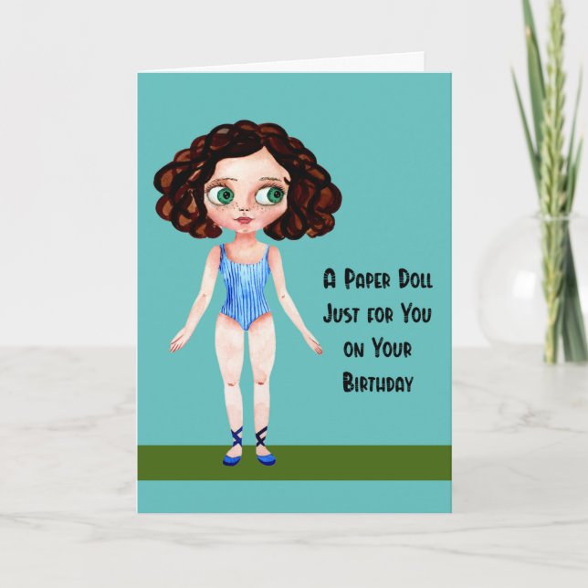 Birthday Card for Child with Paper Doll (Front)