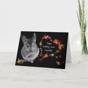 Birthday Card for Chinchilla Black with Star Heart
