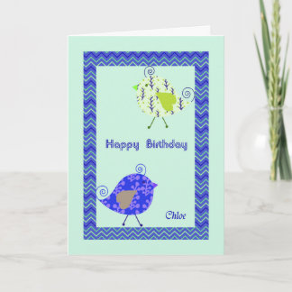 Birthday Card for Chloe, Designer Birds