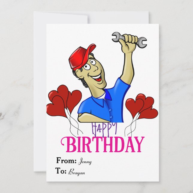 Birthday card for Engineer (Front)