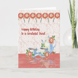 Birthday Card for Friend with Tea Design