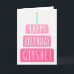Birthday Card for Gjyshe<br><div class="desc">Birthday Card for Gjyshe. If you call your grandmother Gjyshe instead of Grandma, this birthday card is perfect for her. (Gjyshe means grandmother in Albanian.). Your gjyshe also will love this birthday card's gradient ombre pink design with a birthday cake that says "Happy birthday Gjyshe!" Make this card customizable! Click...</div>