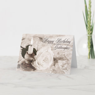 Birthday card for Goddaughter, The candle and rose