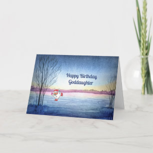 Birthday Card for Goddaughter with Snowman