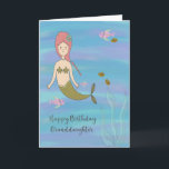 Birthday Card for Granddaughter with Mermaid<br><div class="desc">Birthday card for Granddaughter with a cute Mermaid in the blue sea with fishes,  and grasses.  The sea background is hand painted in different blues,  greens and purples.  Thanks to the hungryjpeg for some of the purchased elements in the design.</div>
