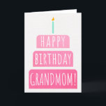 Birthday Card for Grandmom<br><div class="desc">Birthday Card for Grandmom. If you call your grandmother Grandmom instead of Grandma, this birthday card is perfect for her. Your grandmom also will love this birthday card's gradient ombre pink design with a birthday cake that says "Happy birthday Grandmom!" Make this card customizable! Click "Edit Design", "Inside Bottom/Right: Text...</div>