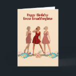 Birthday Card for Great Granddaughter<br><div class="desc">This is a light golden card with three young ladies on the front. Two of the ladies are faded to bring out the one in the foreground. They are standing on a floral border for effect. Perfect card for the purpose. Thanks to Commercial Use Scraps and the Hungryjpeg for some...</div>