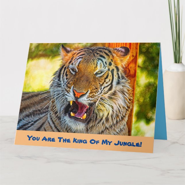Birthday Card For Him, Big Cat Yawning Card (Front)