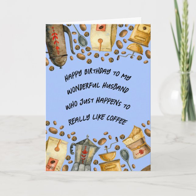 Birthday Card for Husband Coffee Design (Front)