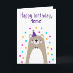 Birthday Card for  Meme<br><div class="desc">Birthday Card for Meme. If you call your grandmother Meme instead of Grandma, this birthday card is perfect for her. (Meme means grandmother in French & Albanian.) Your meme will love this birthday card's cute, modern, colourful, Scandinavian-style design that features a brown and grey teddy bear cub with a purple...</div>