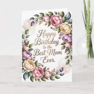 Birthday Card for Mom – Elegant Floral Watercolor