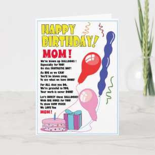 Birthday Card for Mom with Cute Rhyme! Personalize