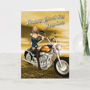 Birthday card for nephew with a motorbike