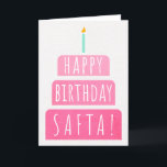 Birthday Card for Safta<br><div class="desc">Birthday Card for Safta. If you call your grandmother Safta instead of Grandma, this birthday card is perfect for her. (Safta means grandmother in Hebrew.). Your safta also will love this birthday card's gradient ombre pink design with a birthday cake that says "Happy birthday Safta!" Make this card customizable! Click...</div>