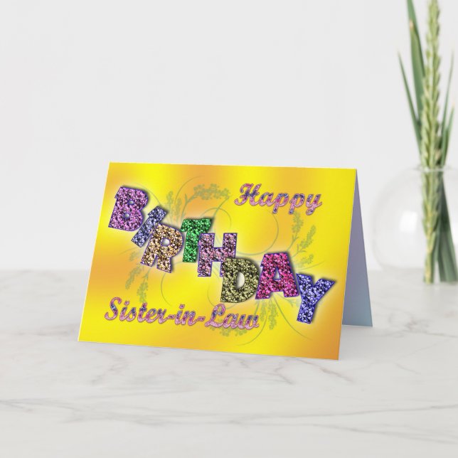 Birthday card for sister-in-law with floral text (Front)