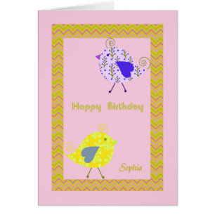 Birthday Card for Sophia with Designer Birds