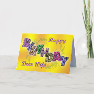 Birthday card for wife with floral text