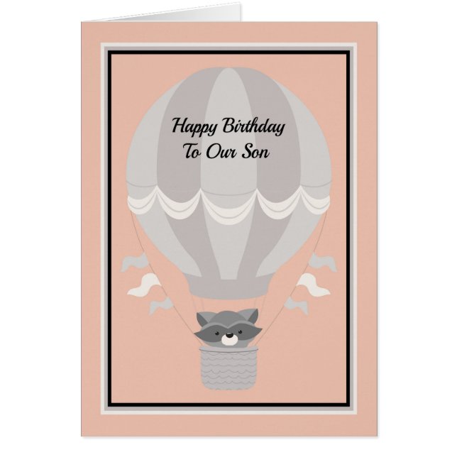 Birthday Card for Young Son, Raccoon & Balloon (Front)