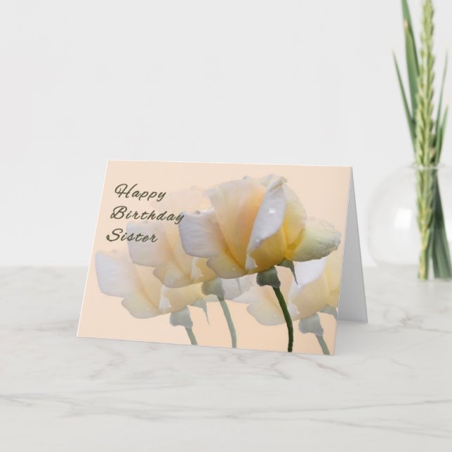 Birthday Card for your Sister with Yellow Roses (Front)
