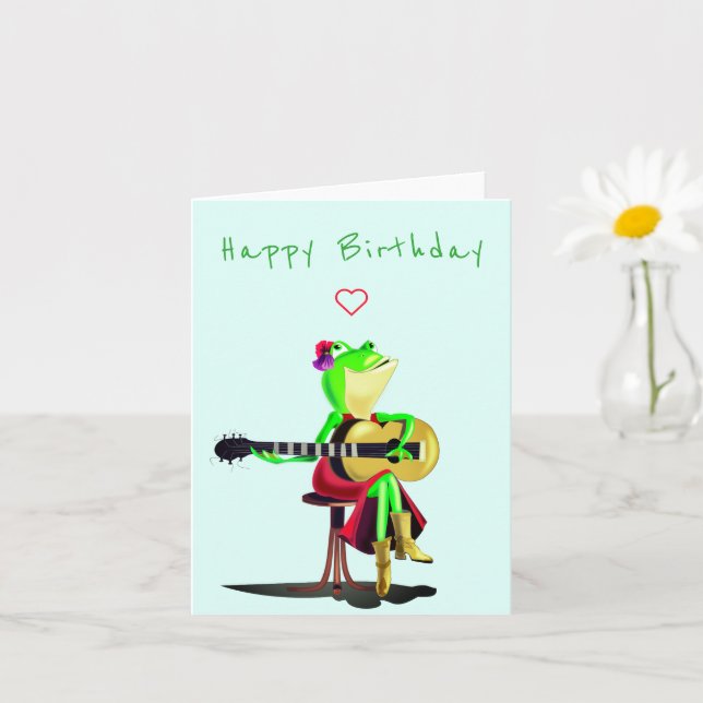 Birthday Card Frog Playing Guitar Funny (Small Plant)