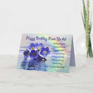 Birthday card from us all with forget me nots
