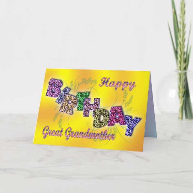 Birthday card great grandmother with floral text (Front)