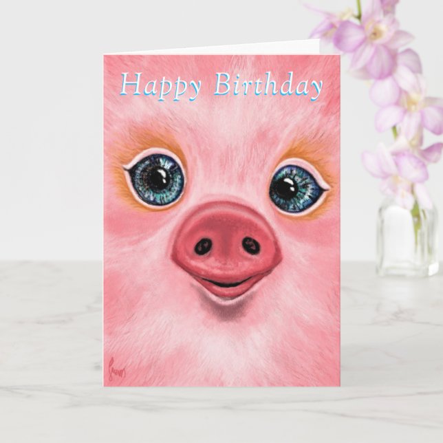 Birthday Card Happy Baby Piggy - Smile (Orchid)