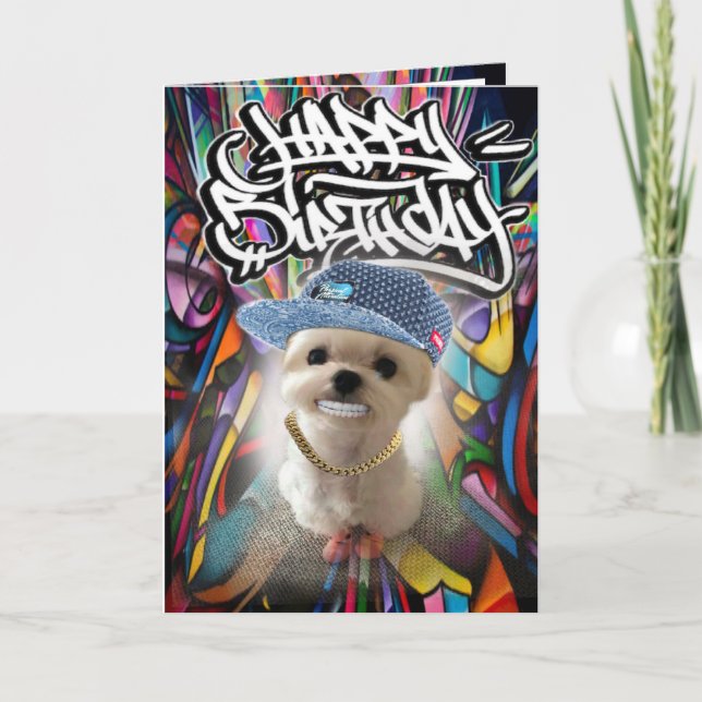 Birthday card hip hop puppy (Front)