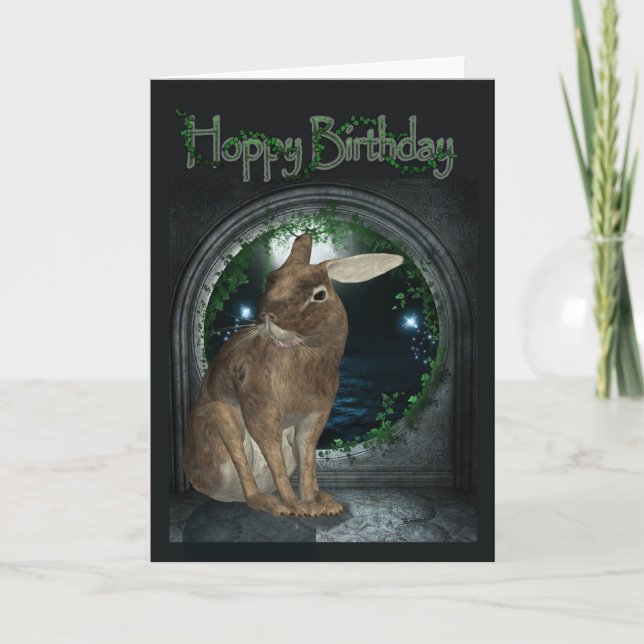 Birthday Card - Hoppy Birthday With Rabbit (Front)