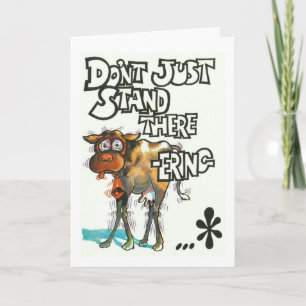 Birthday card, humourous, with shaky cow card