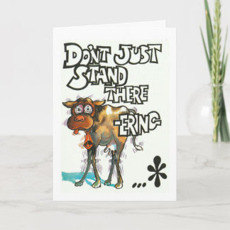 Birthday card, humourous, with shaky cow card