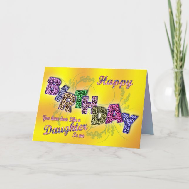 Birthday card like a daughter with floral text (Front)