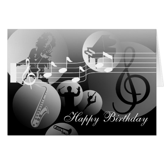 Birthday Card love Music Grey
