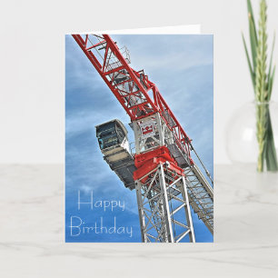 Birthday Card Men at Work Crane Driver