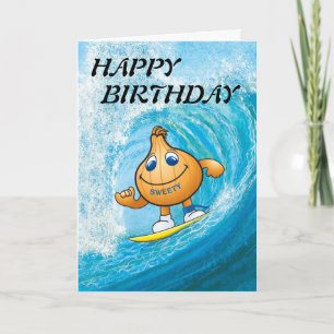 birthday card of sweety surfing