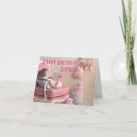 Birthday Card - Personalised - Ballerina Pink