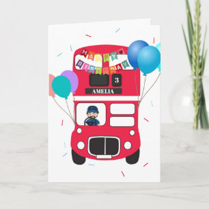 Birthday Card - Personalised Big Red Bus