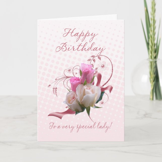Birthday Card - Pink Roses - To A Very Special Lad (Front)