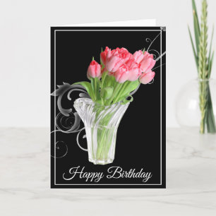 Birthday Card-Pink Tulips Card