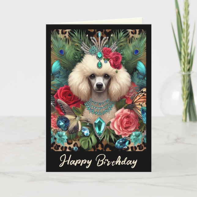 Birthday Card Poodle Dog You were born to Sparkle (Front)