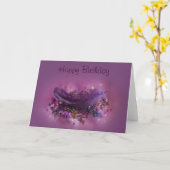 Birthday Card - Purple Fairys Feather (Yellow Flower)