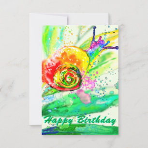 Birthday Card Rainbow Colours Snail Painting