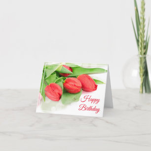 Birthday Card -Red Tulips
