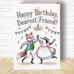 Birthday card Regency style Fox and Badger Ball<br><div class="desc">A fox and Badger dancing - dressed in Regency style clothing,  a sophisticated birthday card for your friend.</div>