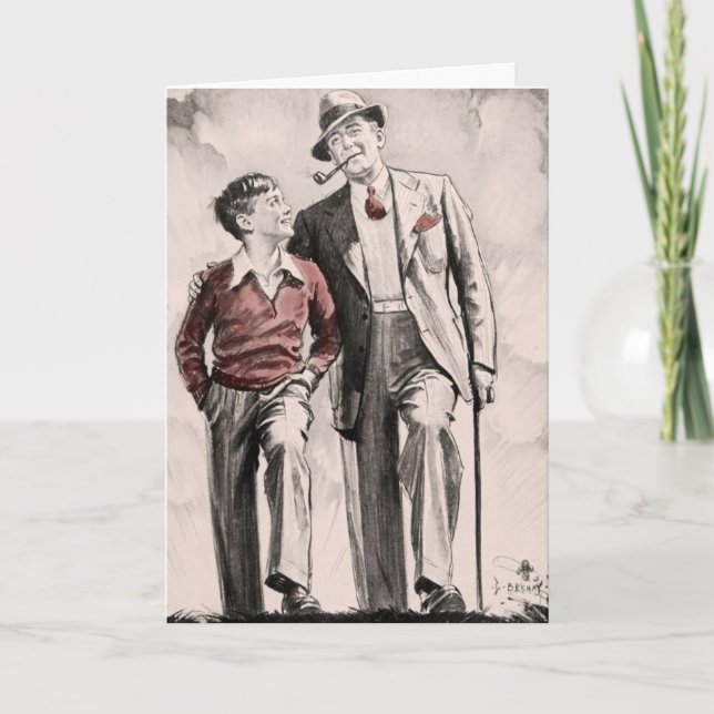 Birthday Card Son Father Retro Vintage 1930's Boy (Front)