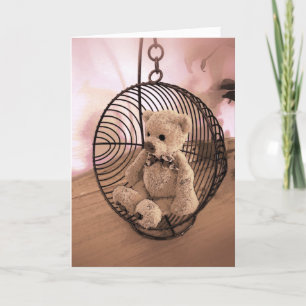 Birthday Card - Teddy Bear in a swing