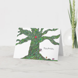 Birthday card tree with character hiding